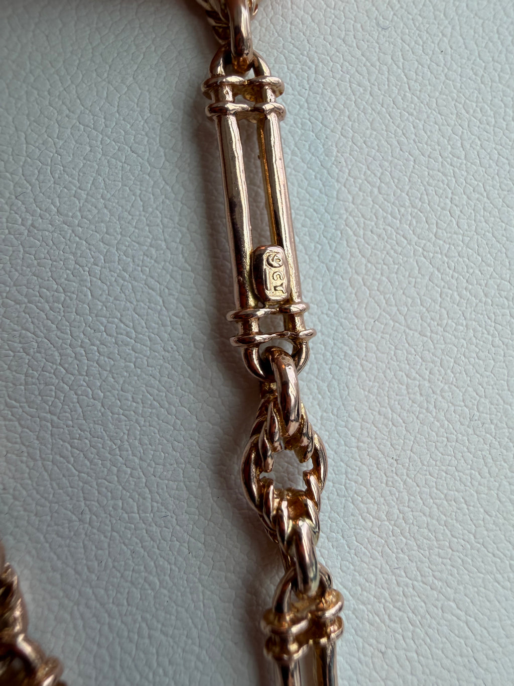 ANTIQUE 9CT GOLD FANCY TROMBONE ALBERT CHAIN