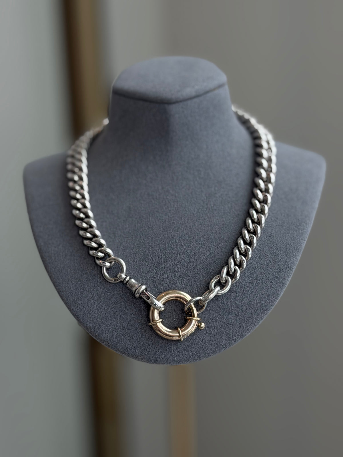 EXCEPTIONAL ANTIQUE ALBERT — STERLING SILVER & 10CT GOLD