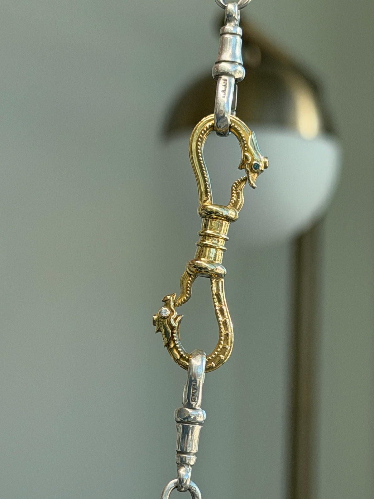 18K DOUBLE OUROBOROS CONNECTOR — WHITE & BLUE DIAMONDS