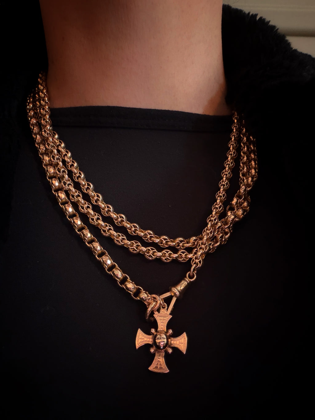 Antique British 9ct Gold Long Guard Chain – 58.5” | 72.5g