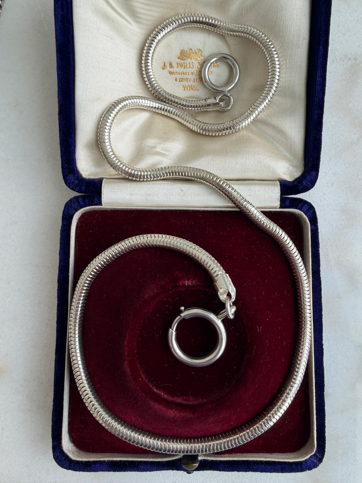 Vintage Sterling Silver Snake Chain Antique bolt
