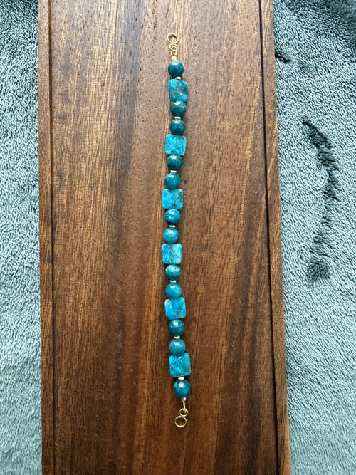 Blue Apatite Gemstone Extender Bracelet – 14k Gold Components – Convertible Necklace Extension – Luxury Layering Connector – Stella Sacrum Jewelry