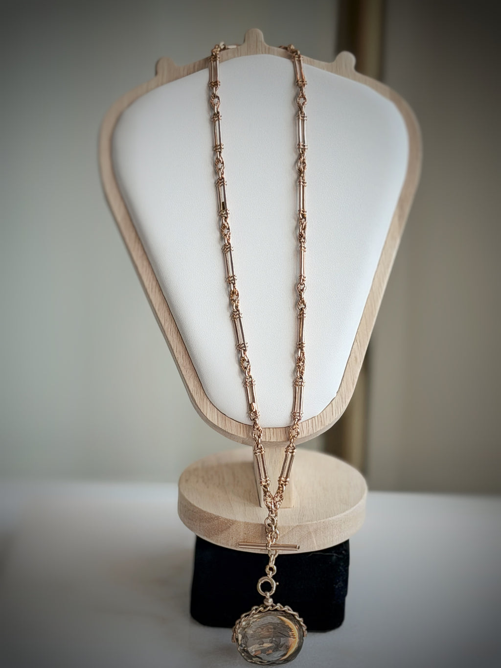 ANTIQUE 9CT GOLD FANCY TROMBONE ALBERT CHAIN