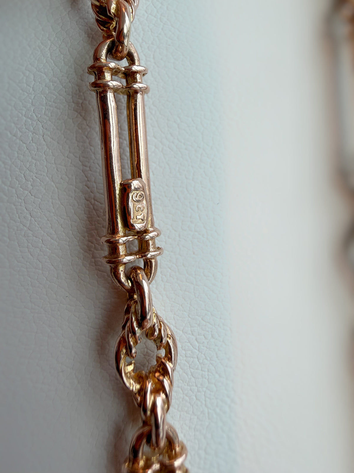 ANTIQUE 9CT GOLD FANCY TROMBONE ALBERT CHAIN