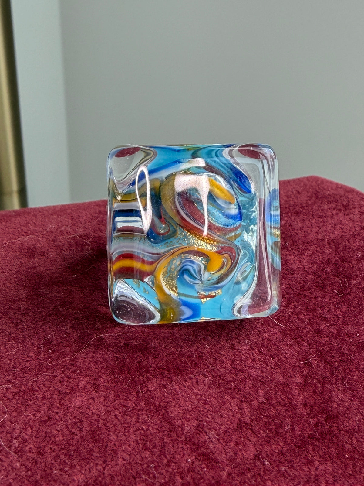 BLUE MURANO GLASS STATEMENT RING