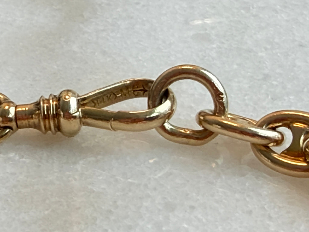 Vintage 14K Solid Gold Mariner Bracelet with Oversized Swivel Dog Clip – 28.65g