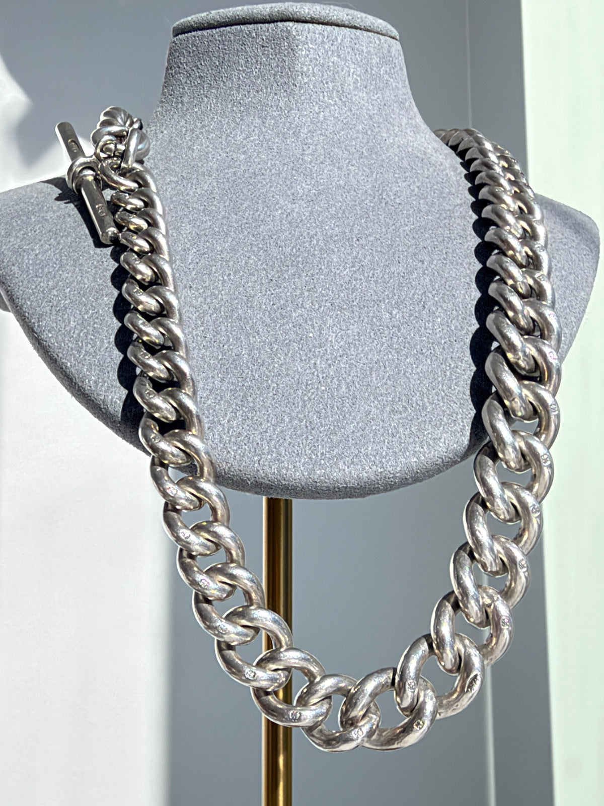 1897 Victorian E.W&S Heavy Sterling Silver Albert Chain with 18ct Bolt 97gr.
