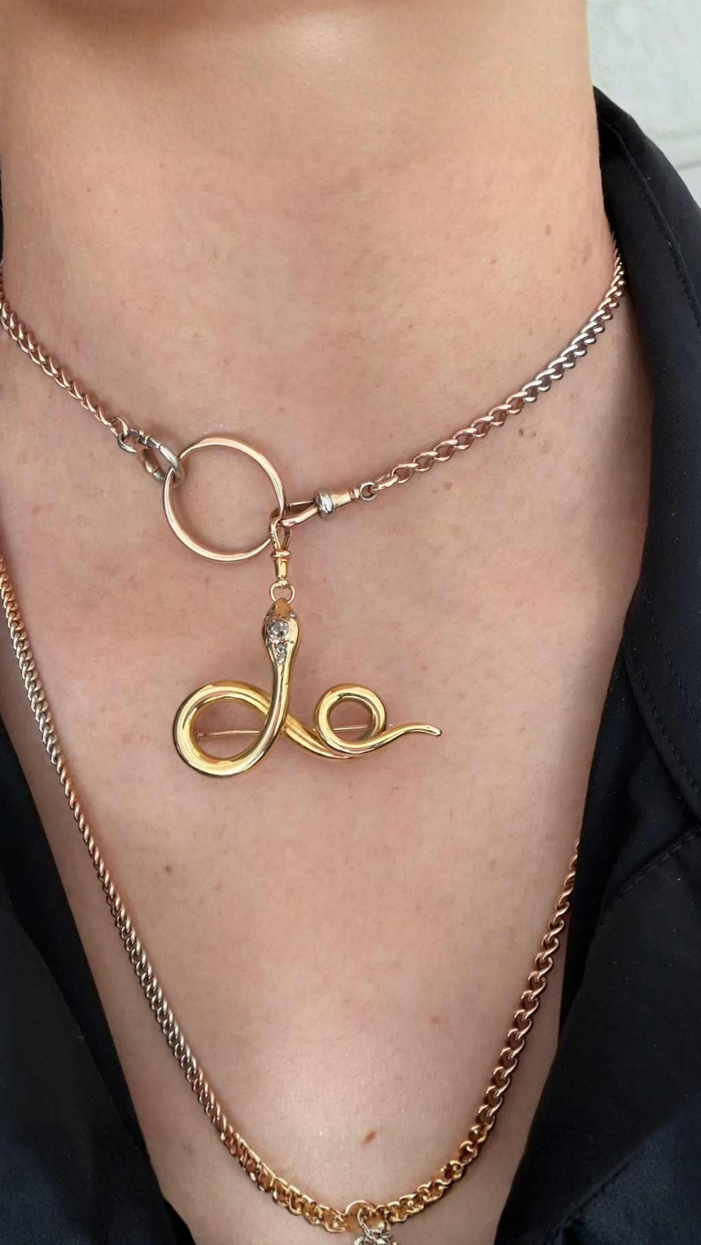 VICTORIAN 14K GOLD DIAMOND SNAKE