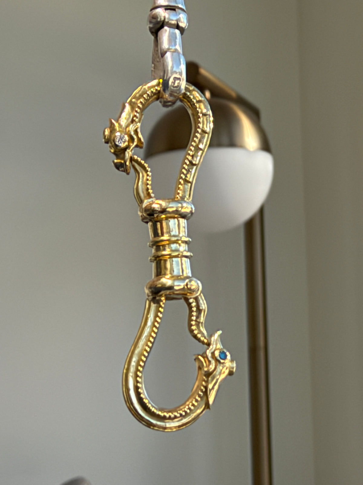 18K DOUBLE OUROBOROS CONNECTOR — WHITE & BLUE DIAMONDS