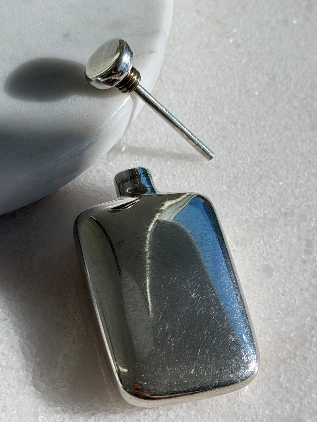 VINTAGE TIFFANY & CO. STERLING SILVER SNOWFLAKE PERFUME BOTTLE
