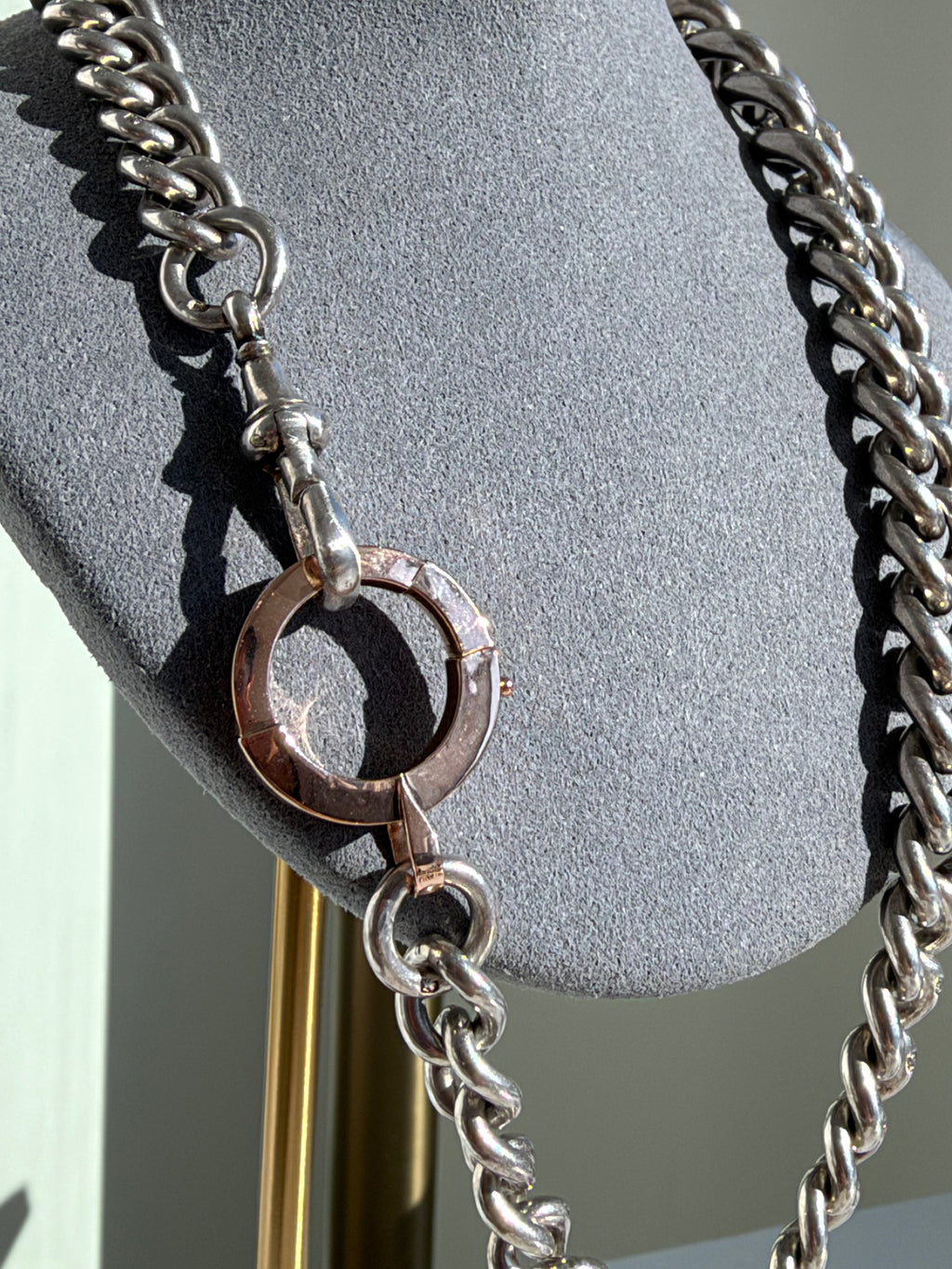 1897 Victorian E.W&S Heavy Sterling Silver Albert Chain with 18ct Bolt 97gr.
