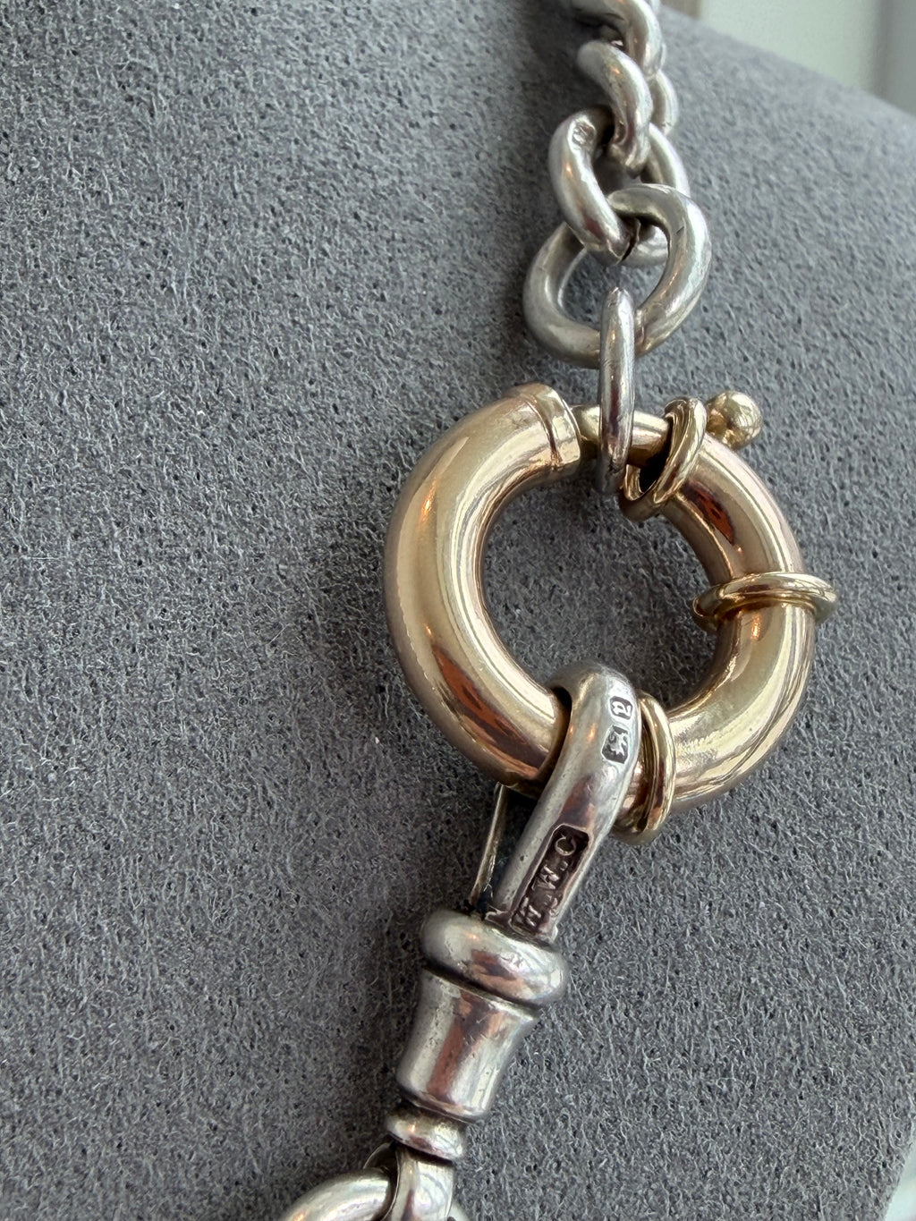EXCEPTIONAL ANTIQUE ALBERT — STERLING SILVER & 10CT GOLD