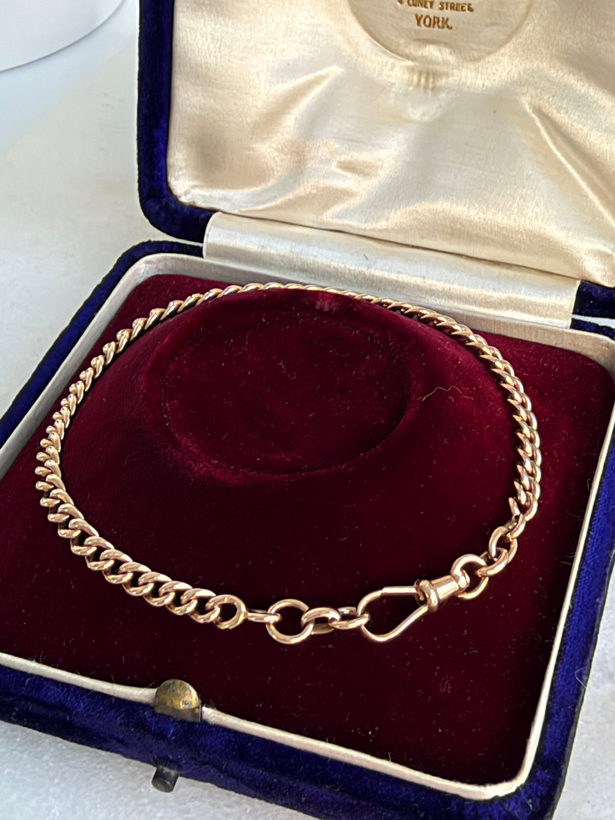 ANTIQUE 18CT FRENCH ROSE GOLD CURB CHAIN / ANKLET / EXTENDER
