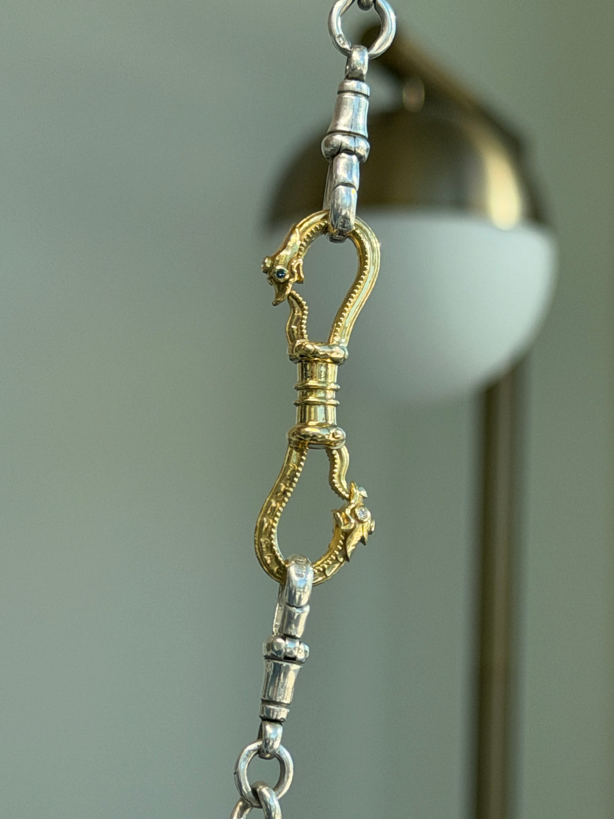 18K DOUBLE OUROBOROS CONNECTOR — WHITE & BLUE DIAMONDS