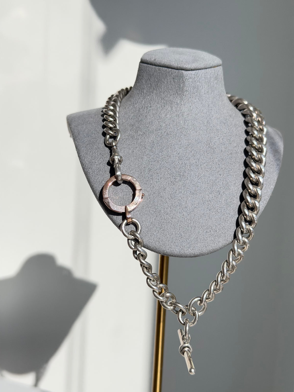 1897 Victorian E.W&S Heavy Sterling Silver Albert Chain with 18ct Bolt 97gr.