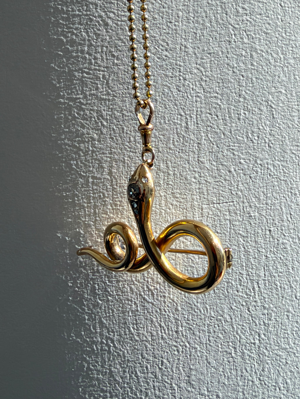 VICTORIAN 14K GOLD DIAMOND SNAKE