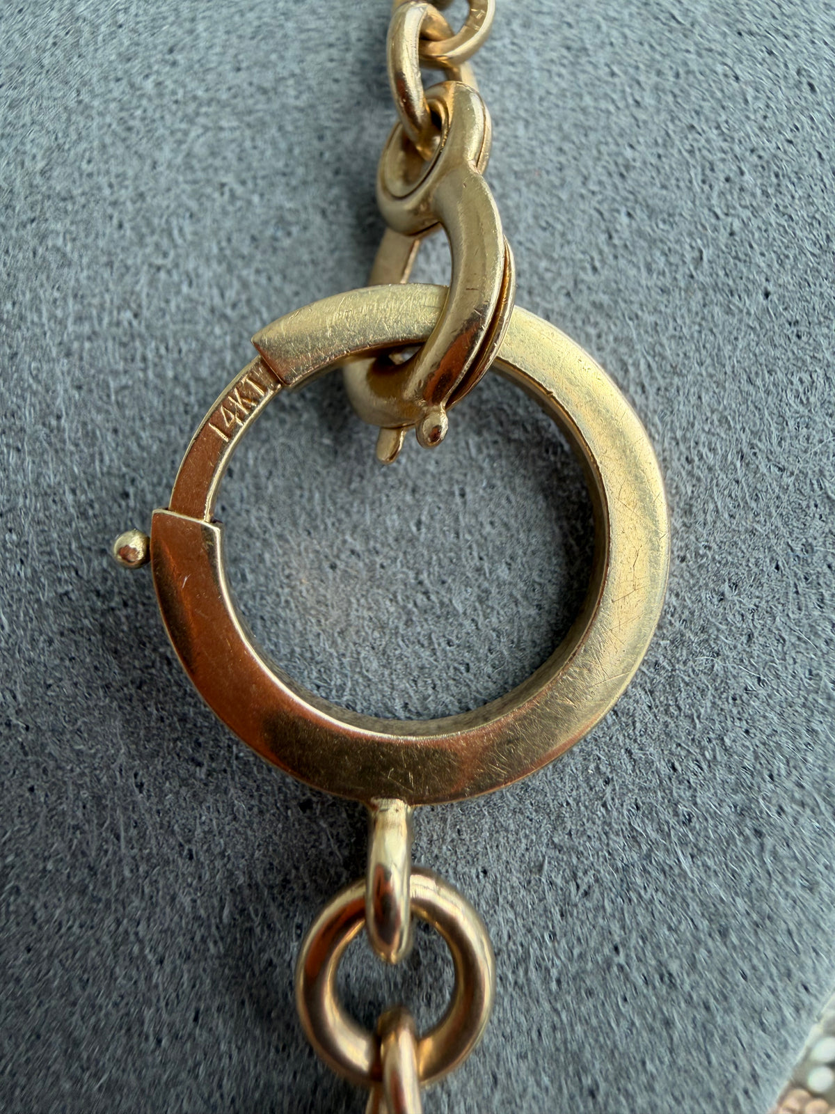 ANTIQUE SILVER & 14K GOLD ALBERT CHAIN