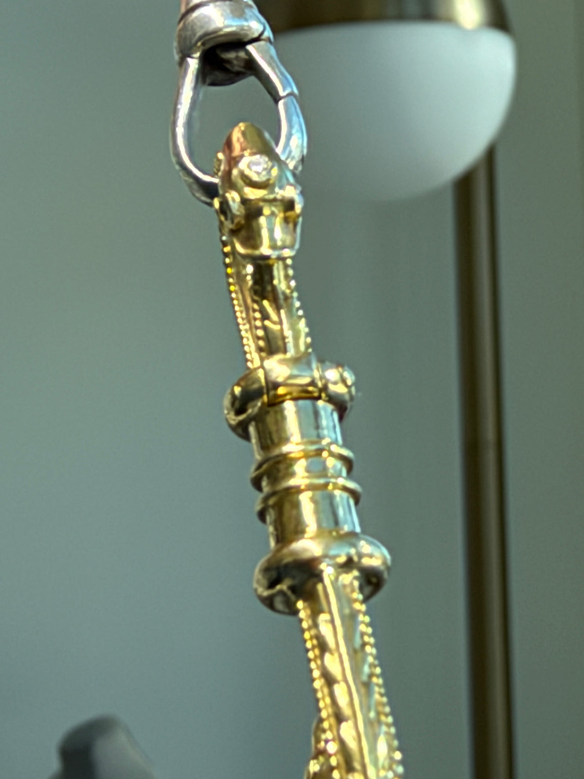 18K DOUBLE OUROBOROS CONNECTOR — WHITE & BLUE DIAMONDS