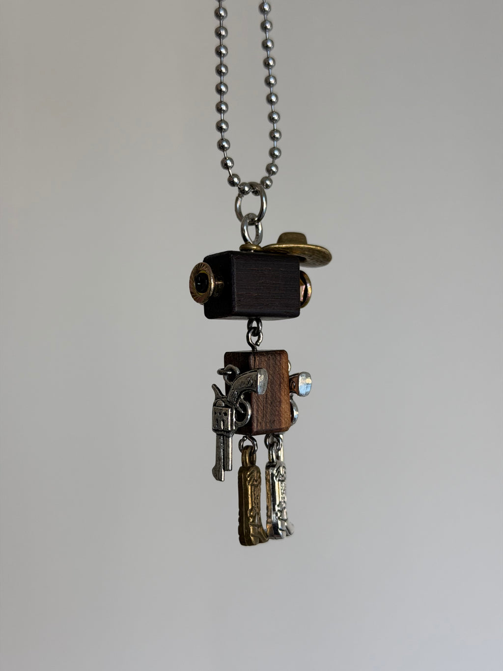 HANDCRAFTED COWBOY ROBOT PENDANT NECKLACE