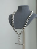 ANTIQUE STERLING SILVER FACETED ROLLERBALL ALBERT CHAIN