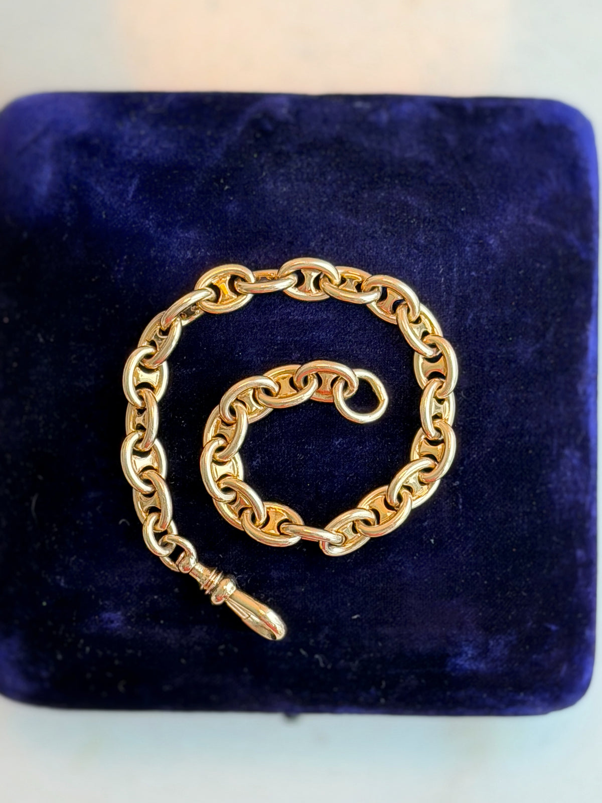 Vintage 14K Solid Gold Mariner Bracelet with Oversized Swivel Dog Clip – 28.65g