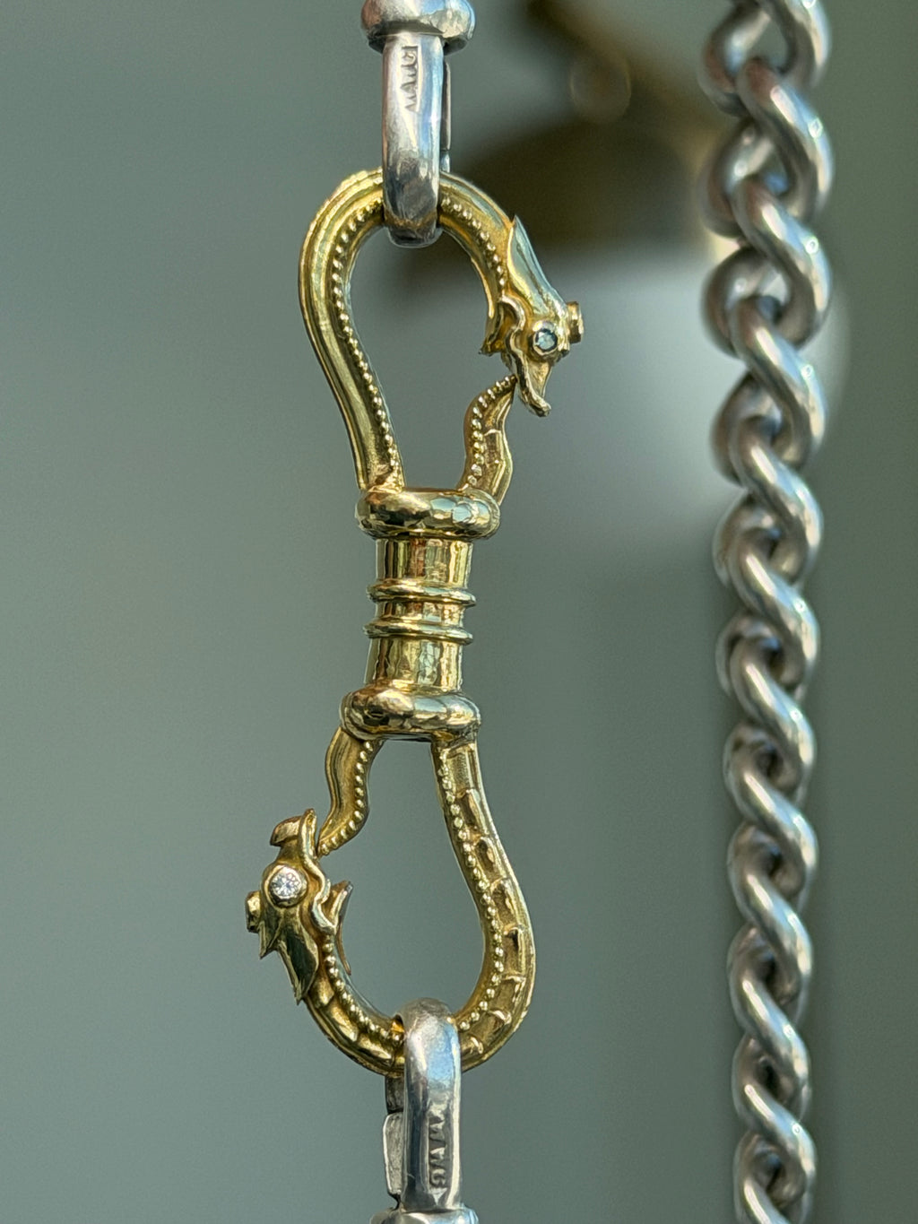 18K DOUBLE OUROBOROS CONNECTOR — WHITE & BLUE DIAMONDS