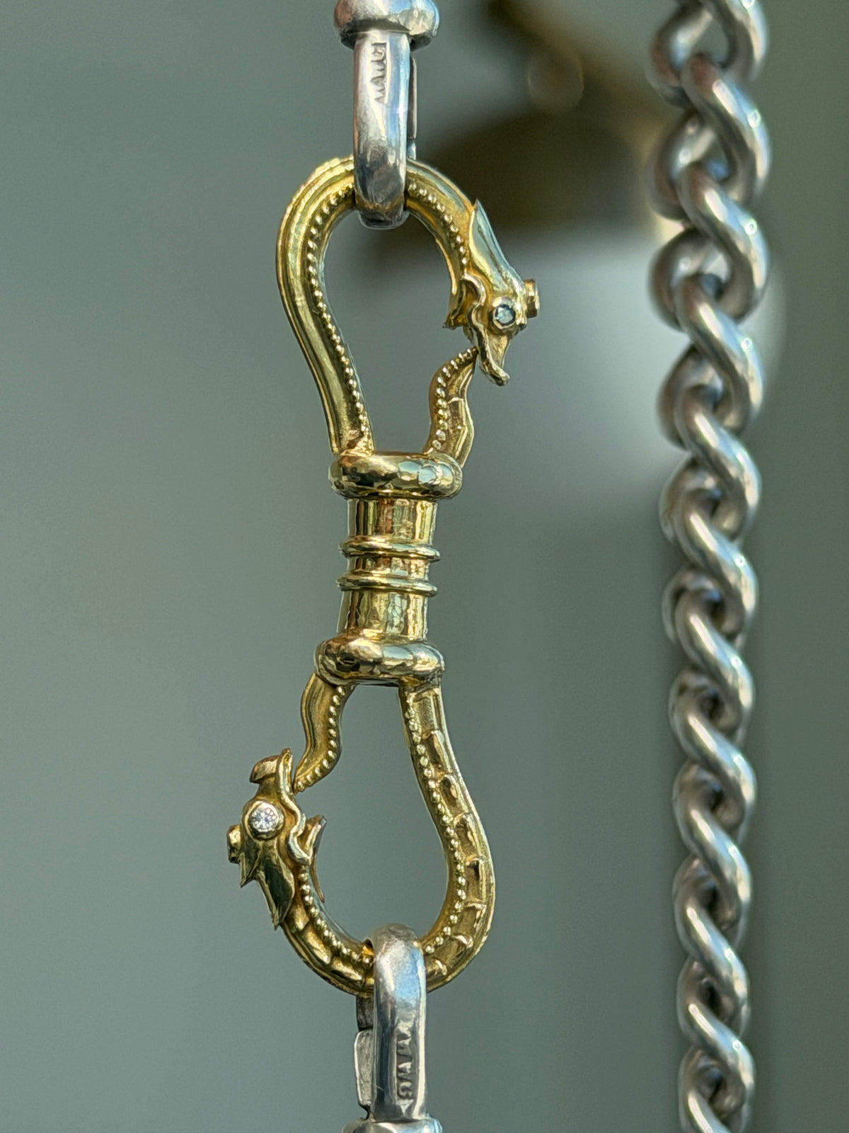 18K DOUBLE OUROBOROS CONNECTOR — WHITE & BLUE DIAMONDS