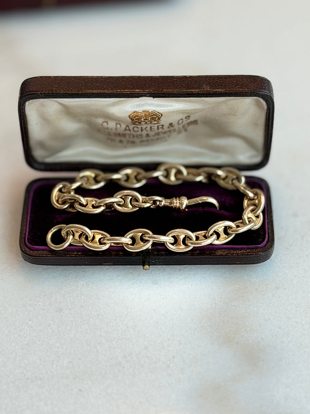 Vintage 14K Solid Gold Mariner Bracelet with Oversized Swivel Dog Clip – 28.65g