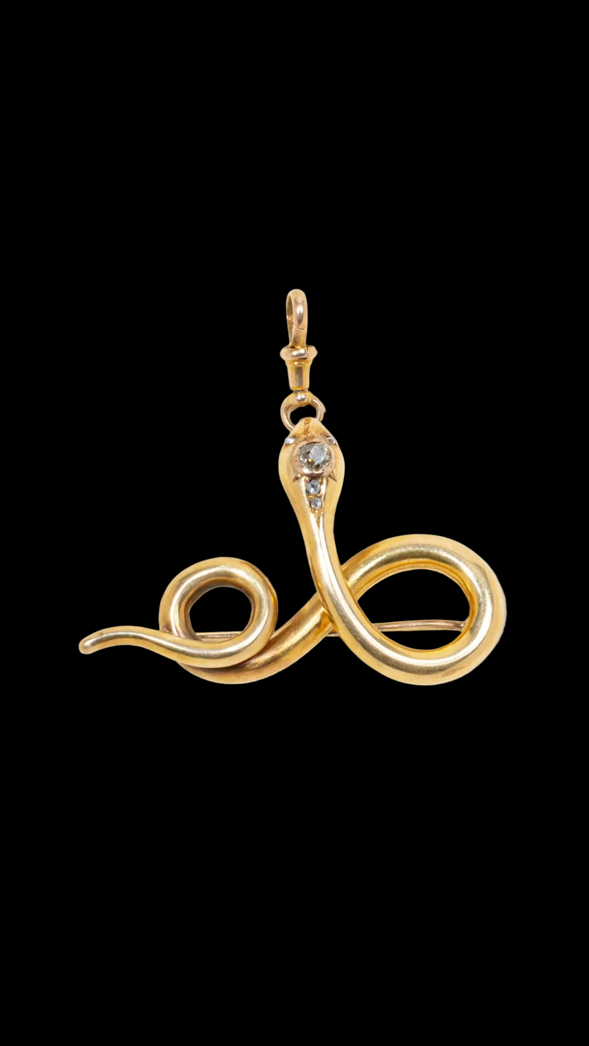 VICTORIAN 14K GOLD DIAMOND SNAKE
