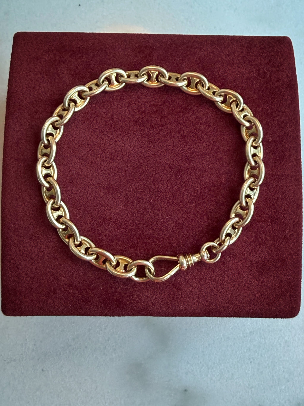 Vintage 14K Solid Gold Mariner Bracelet with Oversized Swivel Dog Clip – 28.65g