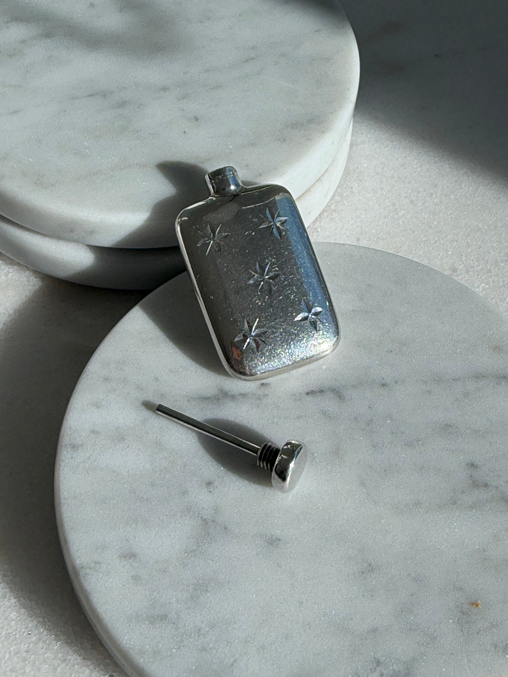 VINTAGE TIFFANY & CO. STERLING SILVER SNOWFLAKE PERFUME BOTTLE
