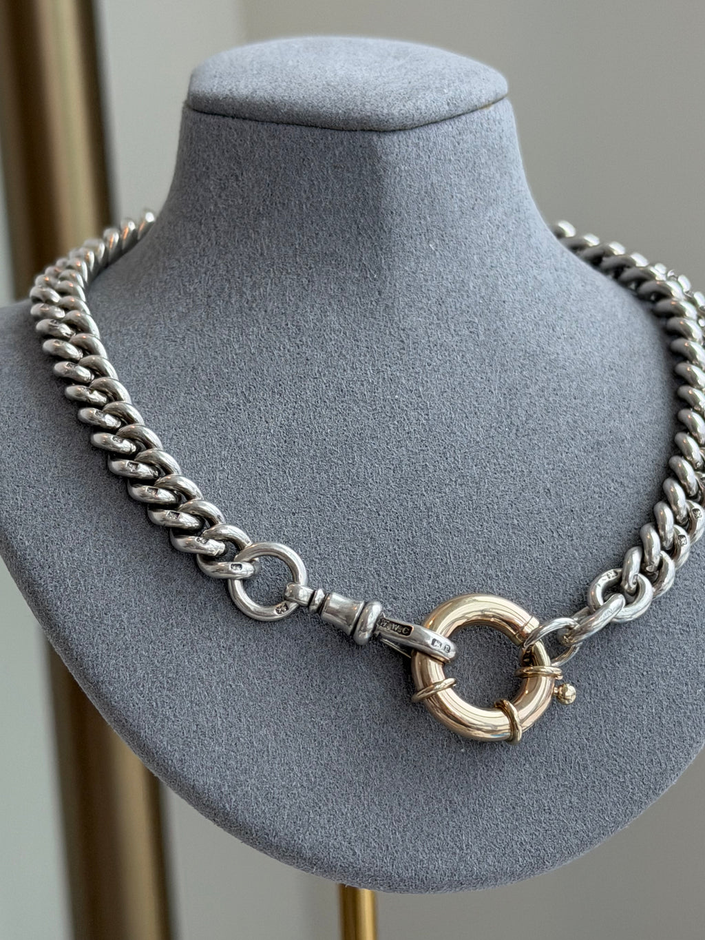 EXCEPTIONAL ANTIQUE ALBERT — STERLING SILVER & 10CT GOLD