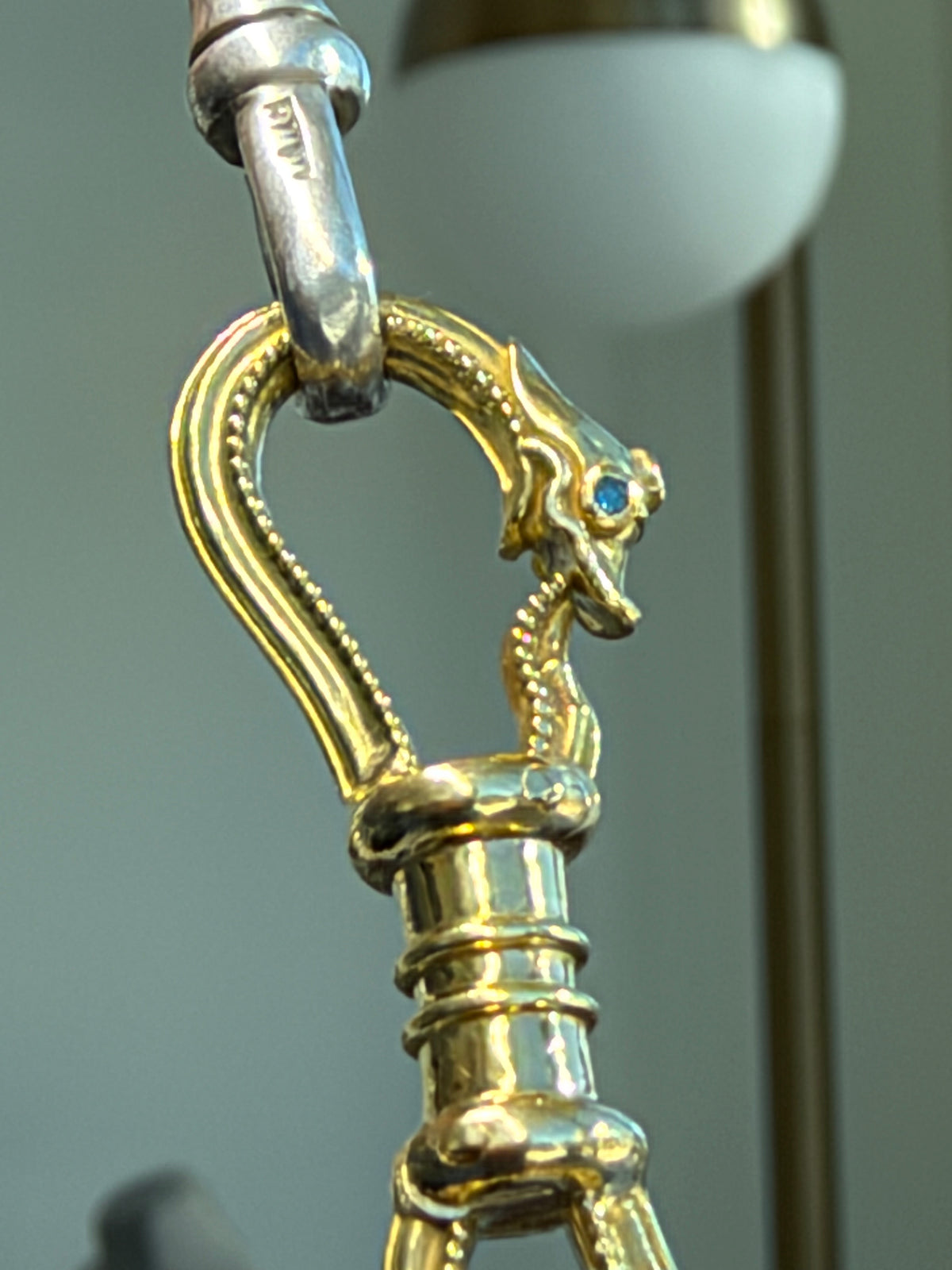 18K DOUBLE OUROBOROS CONNECTOR — WHITE & BLUE DIAMONDS