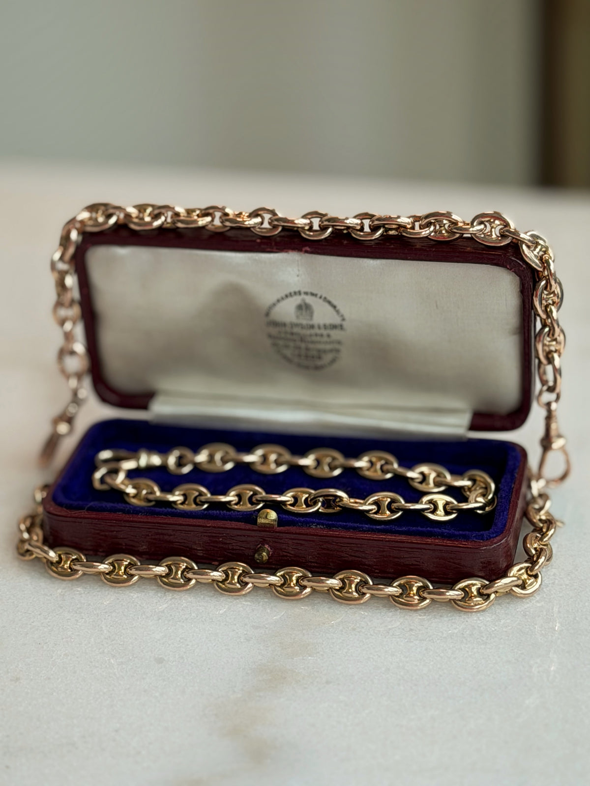 Vintage 14K Solid Gold Mariner Bracelet with Oversized Swivel Dog Clip – 28.65g