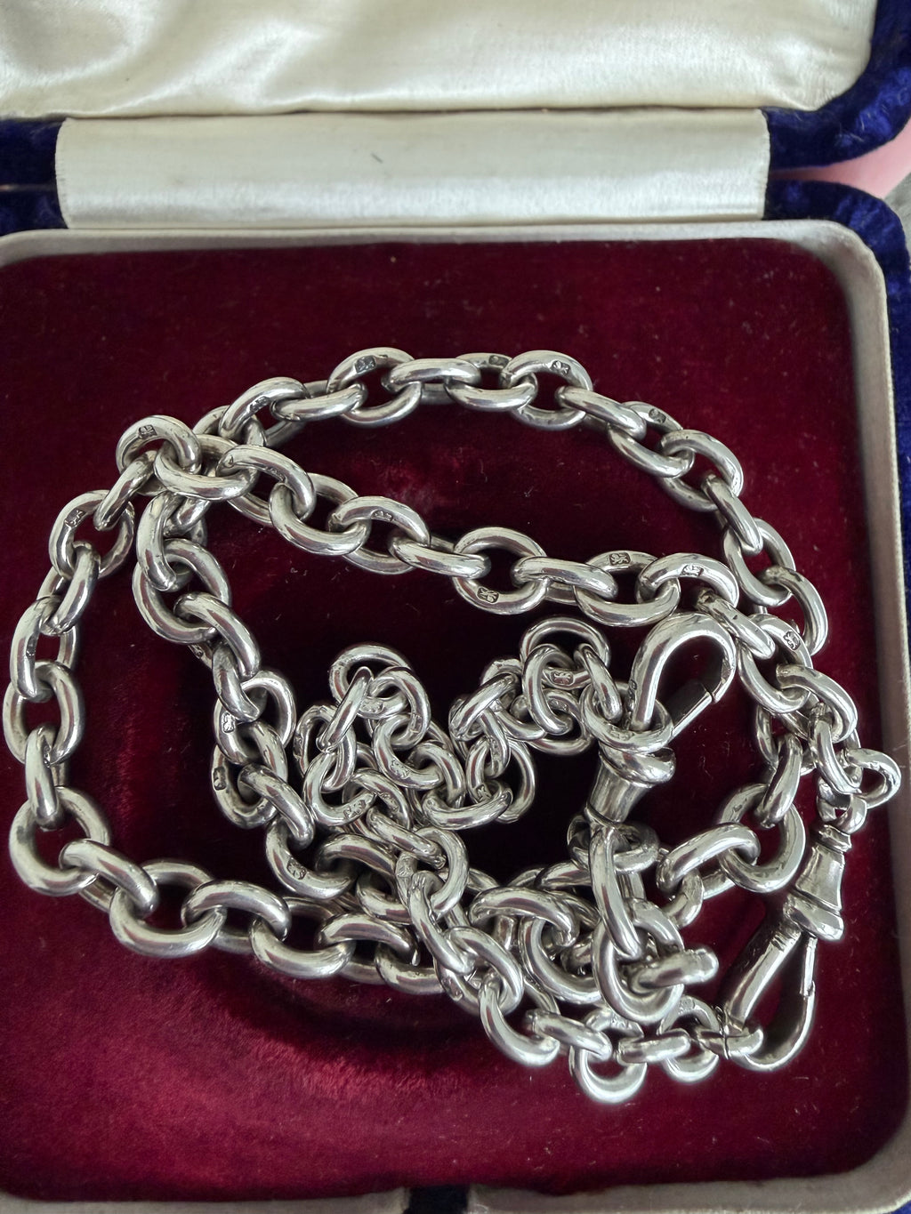 ANTIQUE SOLID STERLING SILVER CABLE CHAIN