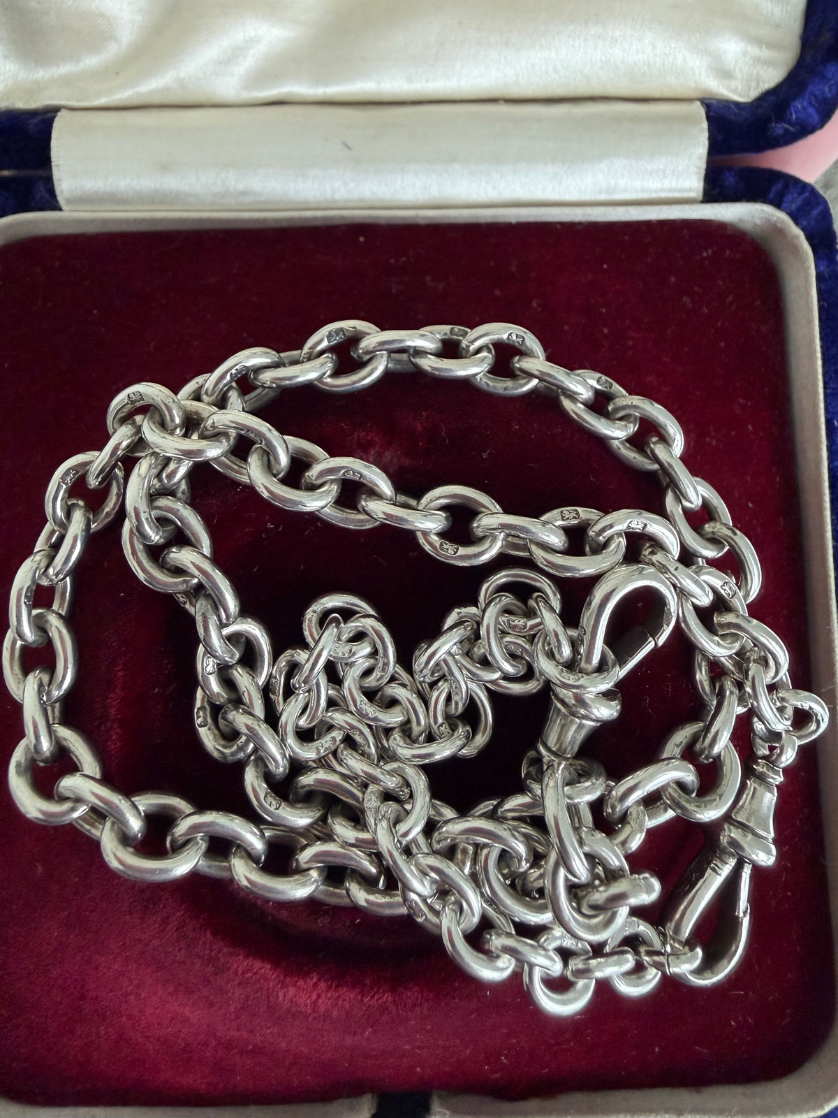 ANTIQUE SOLID STERLING SILVER CABLE CHAIN