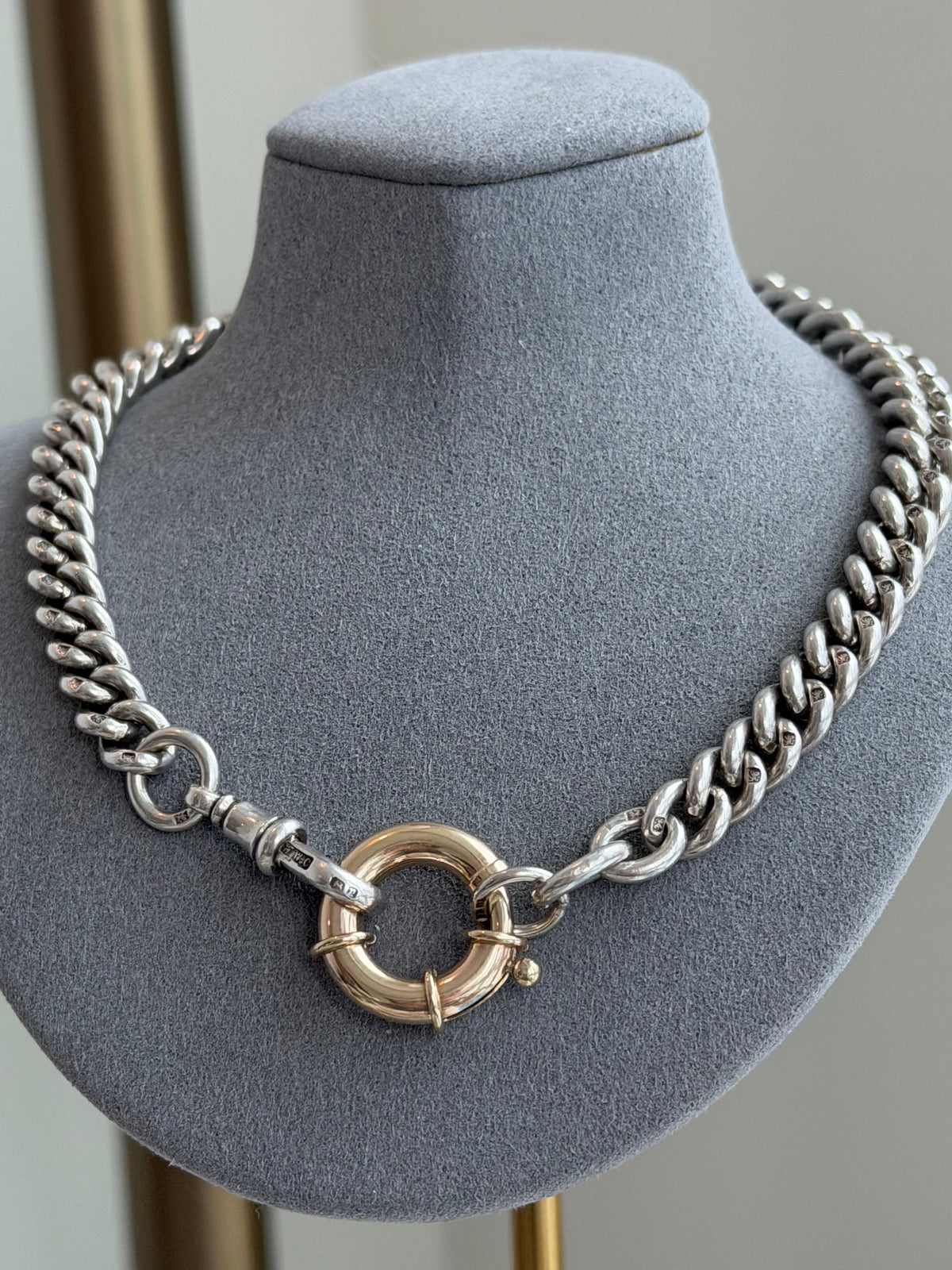 EXCEPTIONAL ANTIQUE ALBERT — STERLING SILVER & 10CT GOLD