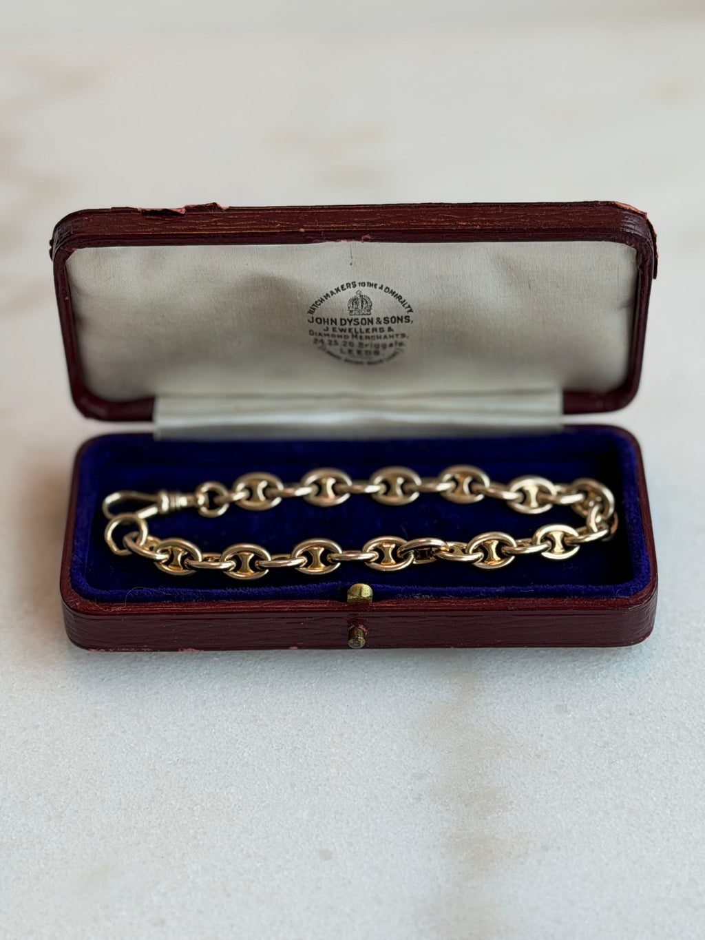 Vintage 14K Solid Gold Mariner Bracelet with Oversized Swivel Dog Clip – 28.65g