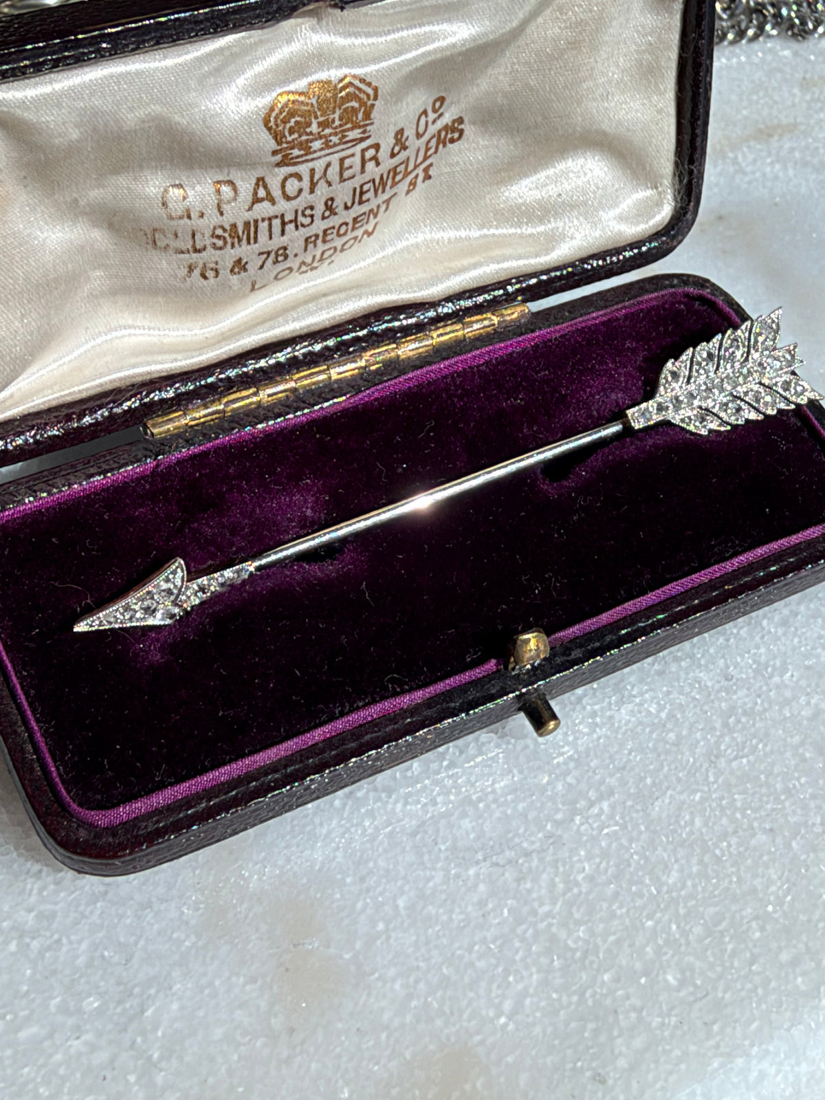 Circa 1910 Platinum & 14K Gold Rose-Cut Diamond Arrow Brooch