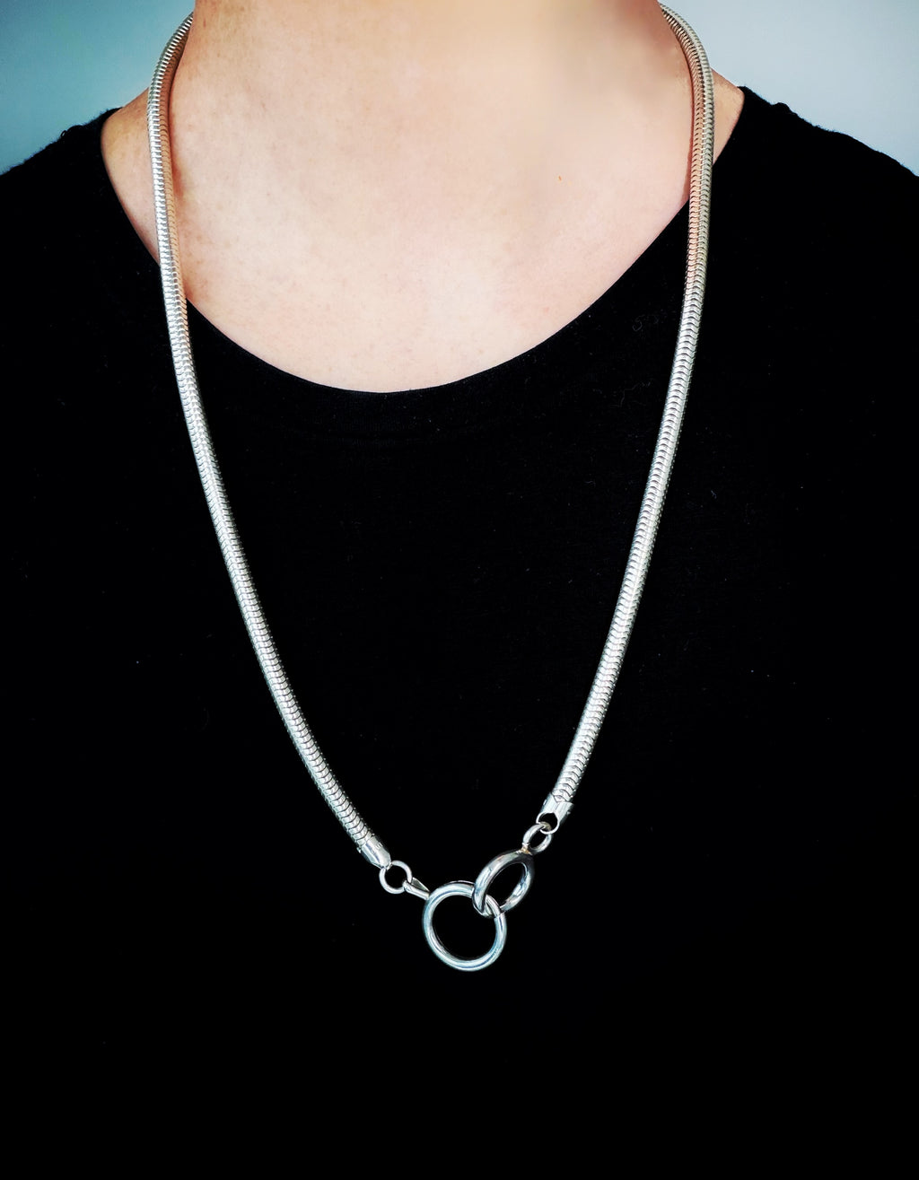Vintage Sterling Silver Snake Chain Antique bolt