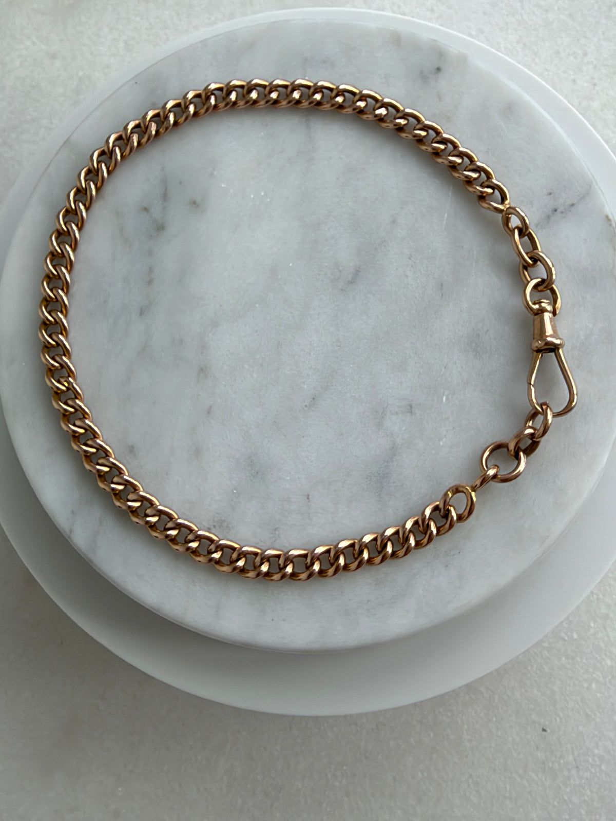 ANTIQUE 18CT FRENCH ROSE GOLD CURB CHAIN / ANKLET / EXTENDER