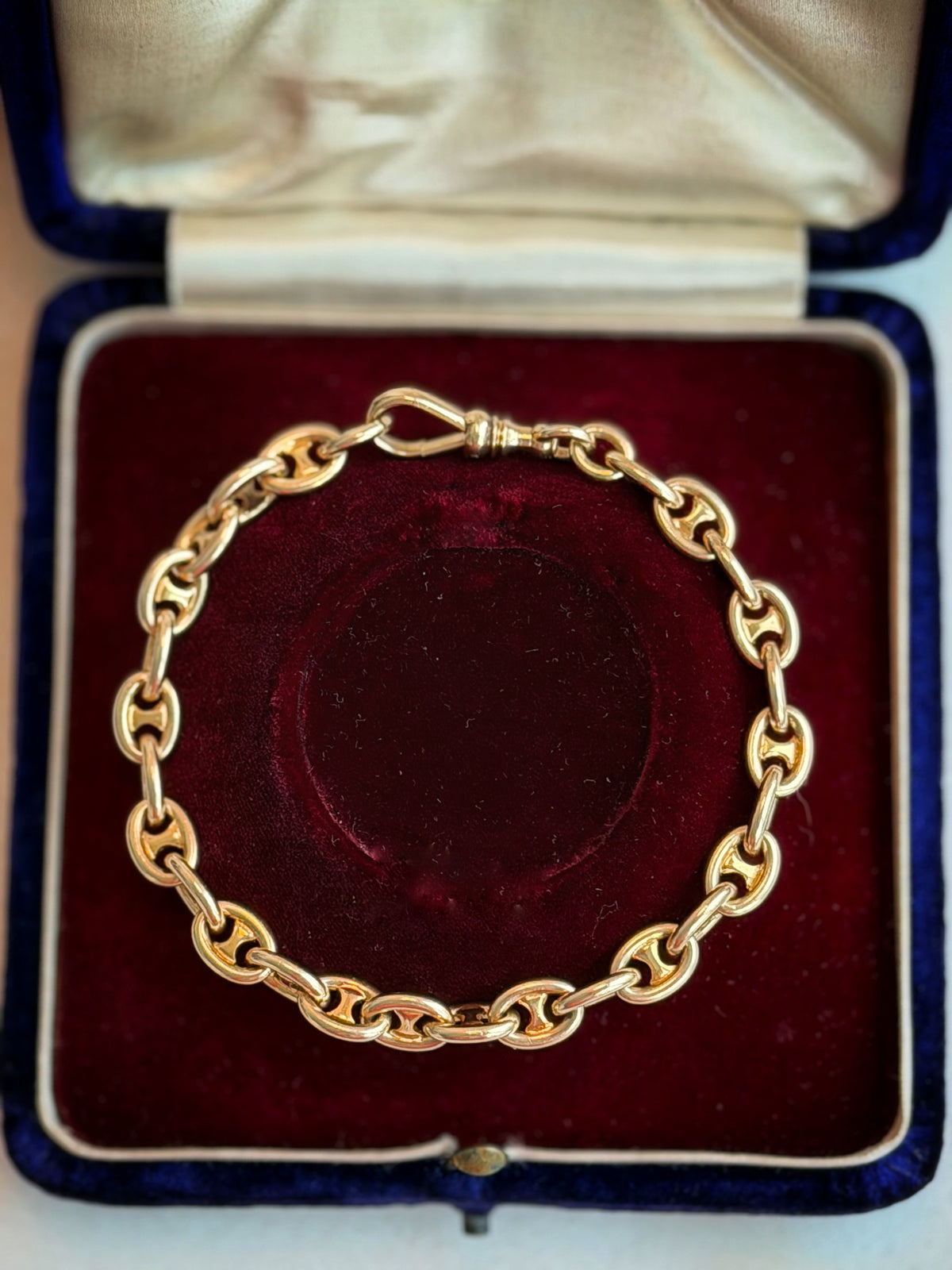 Vintage 14K Solid Gold Mariner Bracelet with Oversized Swivel Dog Clip – 28.65g