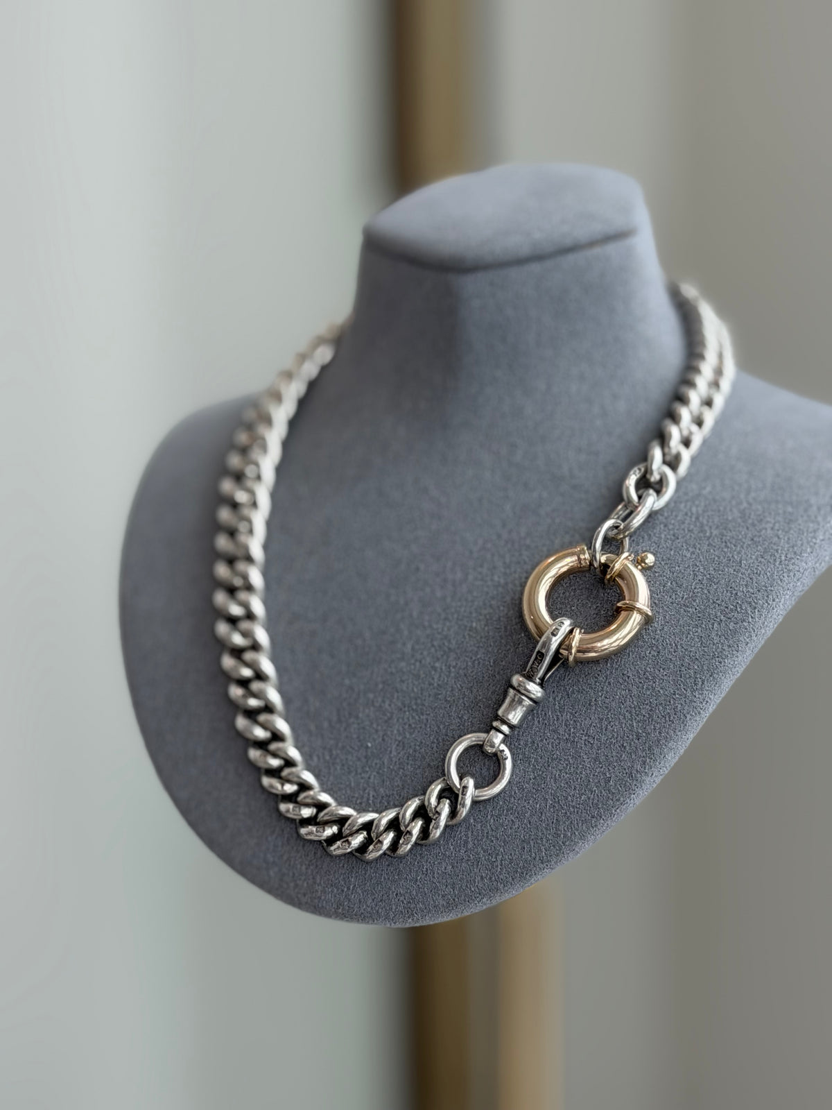 EXCEPTIONAL ANTIQUE ALBERT — STERLING SILVER & 10CT GOLD