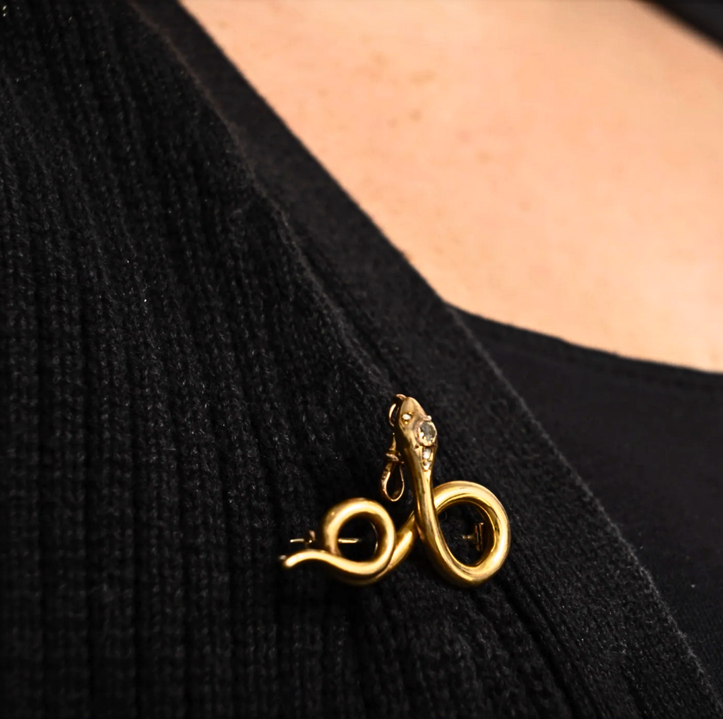 VICTORIAN 14K GOLD DIAMOND SNAKE