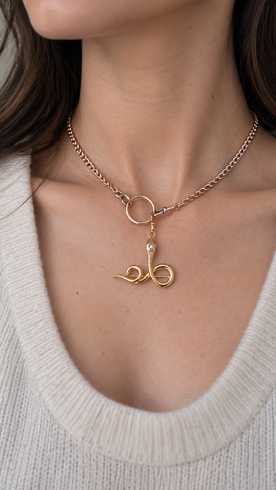 VICTORIAN 14K GOLD DIAMOND SNAKE