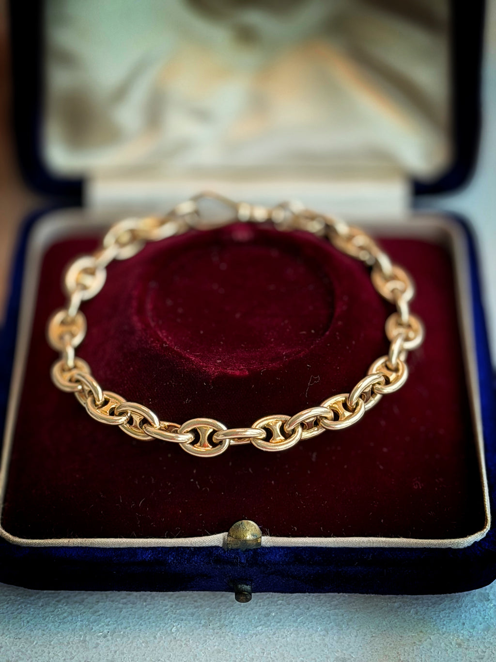 Vintage 14K Solid Gold Mariner Bracelet with Oversized Swivel Dog Clip – 28.65g