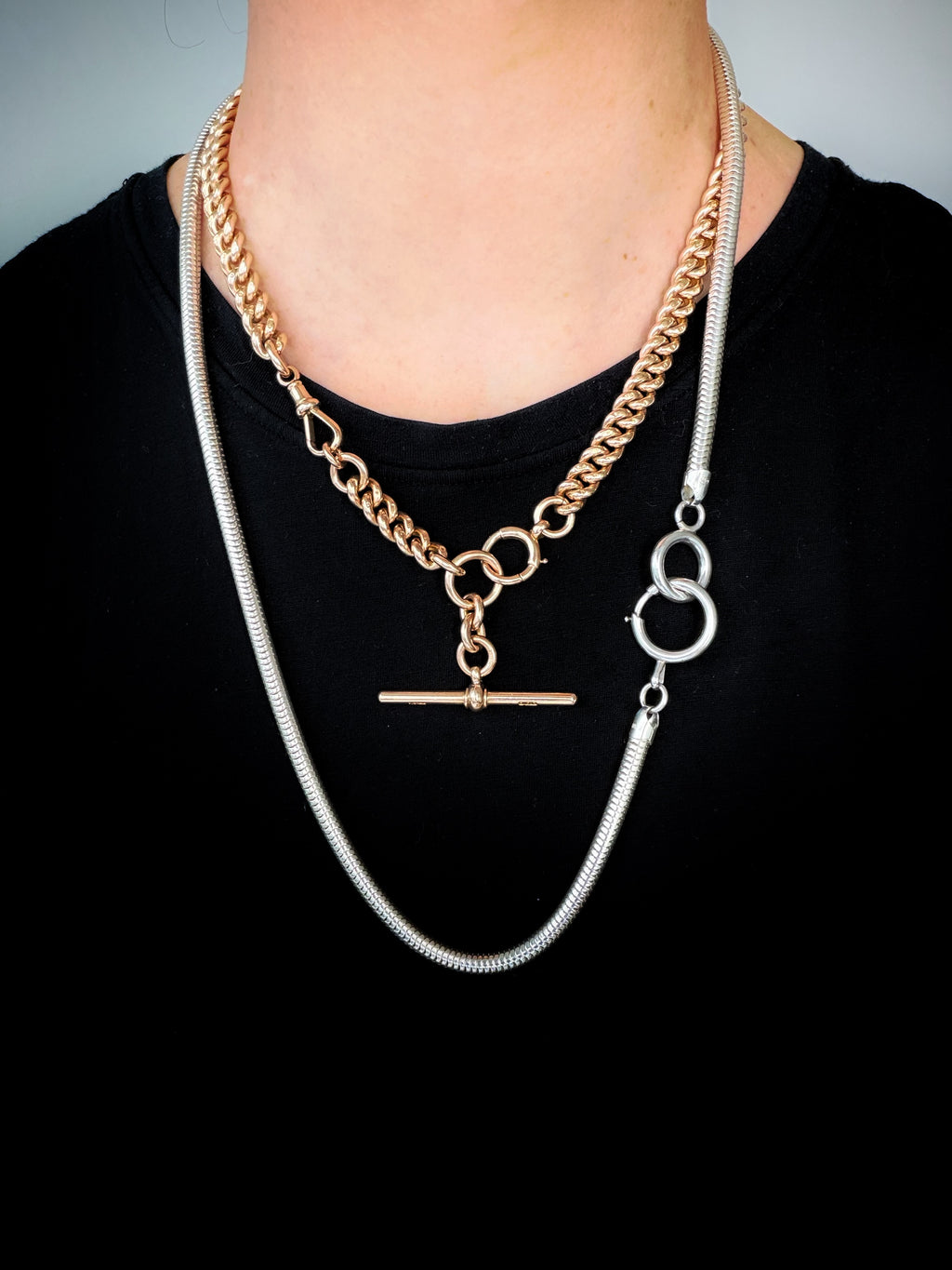 Vintage Sterling Silver Snake Chain Antique bolt