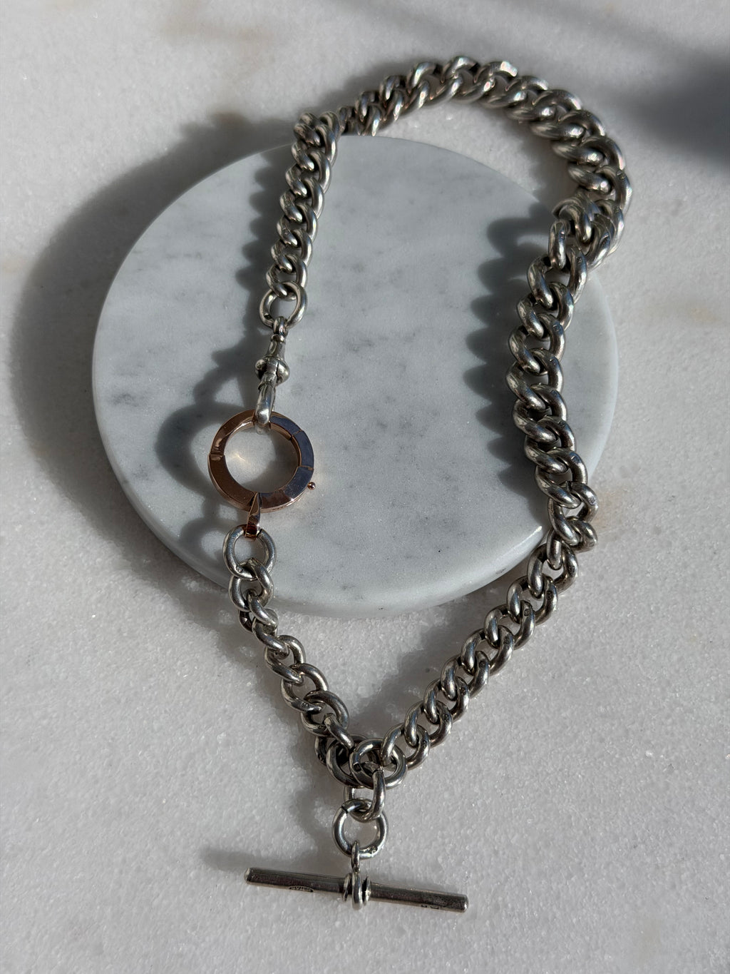 1897 Victorian E.W&S Heavy Sterling Silver Albert Chain with 18ct Bolt 97gr.