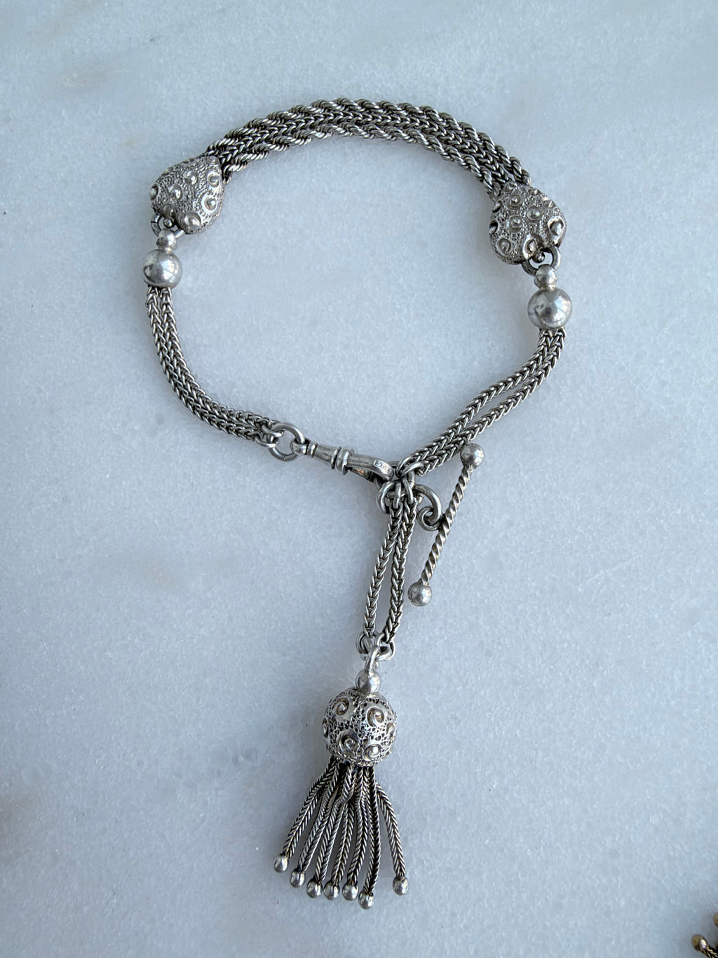 ANTIQUE STERLING SILVER DOUBLE HEART ALBERTINA