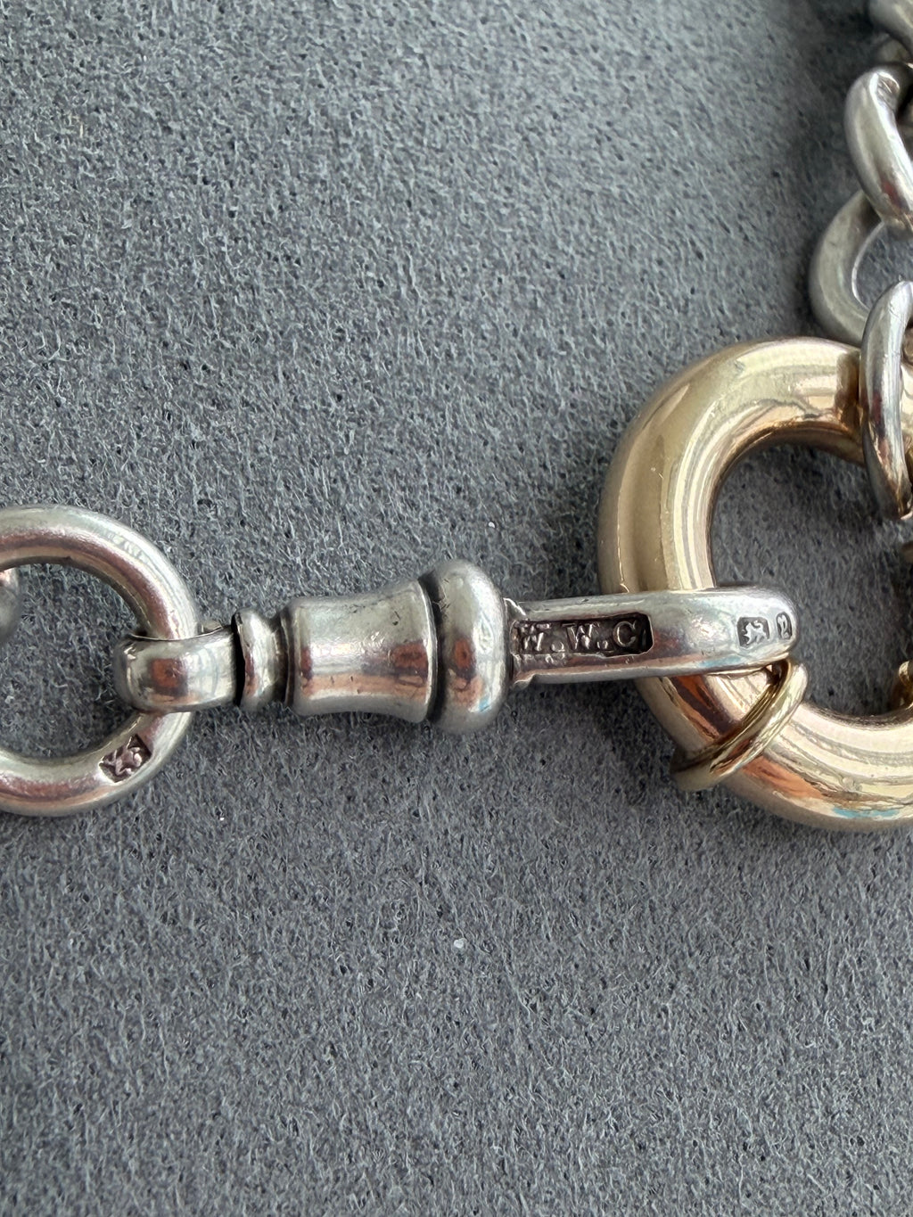 EXCEPTIONAL ANTIQUE ALBERT — STERLING SILVER & 10CT GOLD